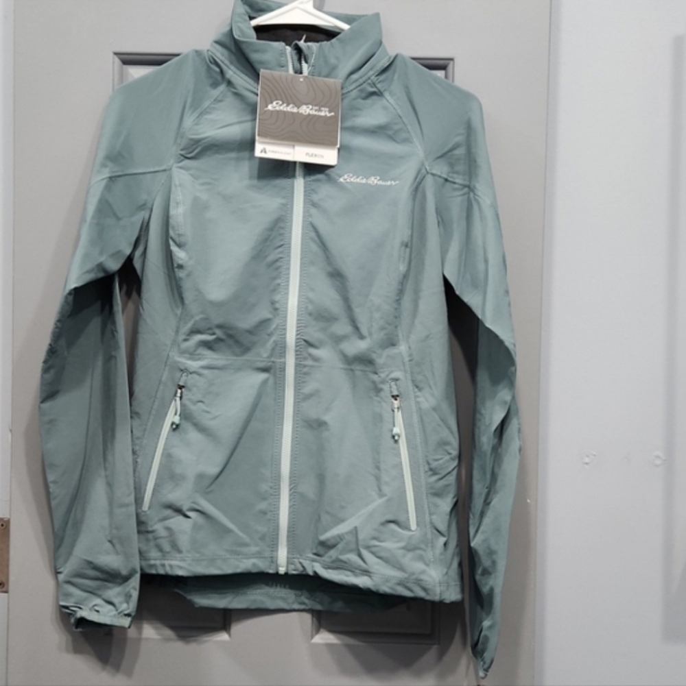 NWUT Eddie Bauer Sandstone Softshell Jacket First Ascent Azure Slate Green XS